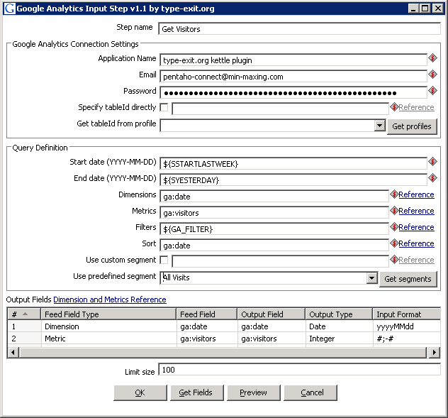 Pentaho dialog for getting environment variables